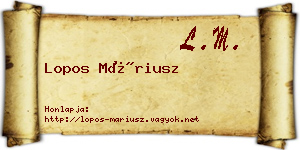 Lopos Máriusz névjegykártya